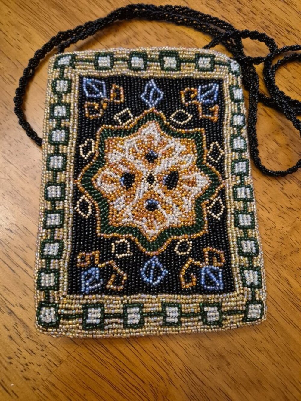 Vtg Y2K Christiana Beaded Purse Bag Pouch Double Sided Colorful Boho Mosaic Zip